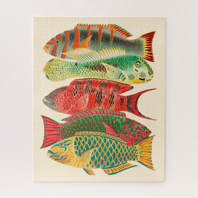 Vintage tropical ocean fish jigsaw puzzle (Vertical)