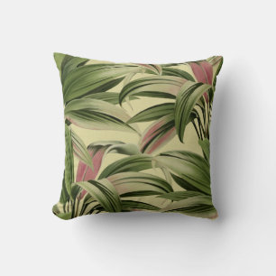 Vintage Tropical Palm Botanical Watercolor Cream Cushion