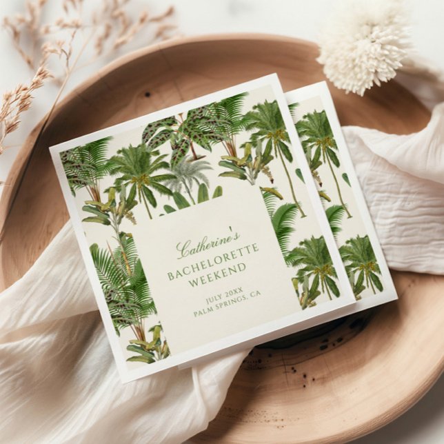 Vintage Tropical Palm Tree Bachelorette Welcome  Napkin (Creator Uploaded)