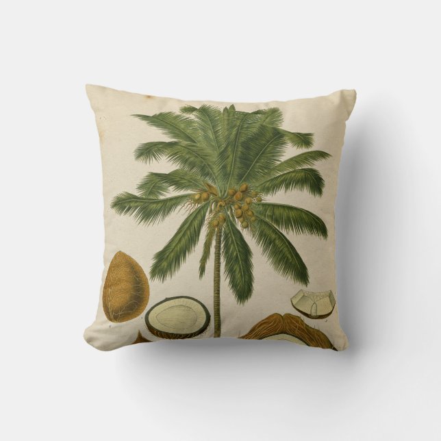 Vintage tropical palm tree cushion (Front)