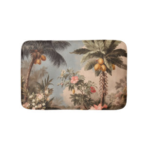 Vintage Tropical Paradise with Palm Trees Bath Mat
