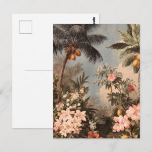 Vintage Tropical Paradise with Palm Trees Postcard