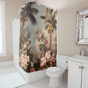 Vintage Tropical Paradise with Palm Trees Shower Curtain