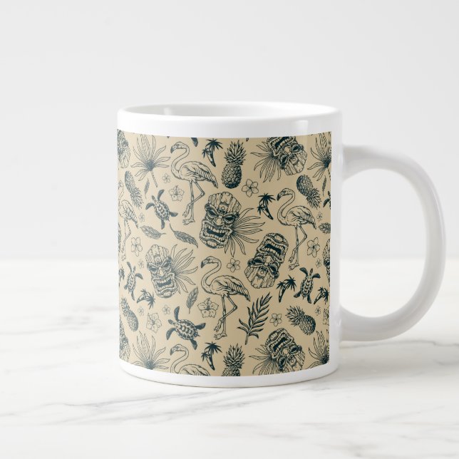 Vintage Tropical Pattern Large Coffee Mug (Right)