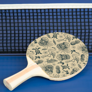 Vintage Tropical Pattern Ping Pong Paddle