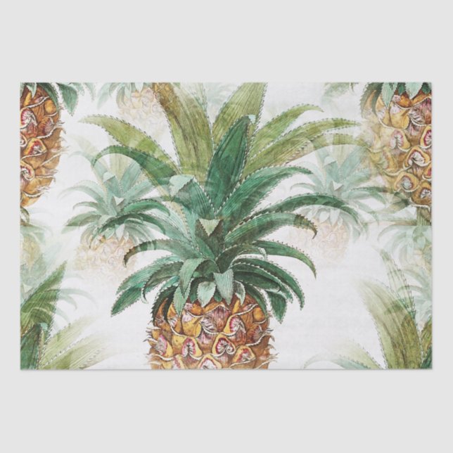 Vintage Tropical Pineapple Decoupage Tissue Paper (Front)