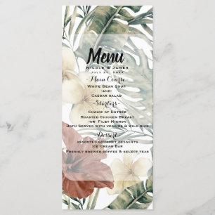 Vintage Tropical Pineapple Hibiscus Wedding Menu