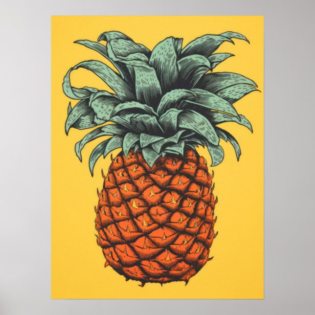 Vintage Tropical Pineapple Poster (Front)