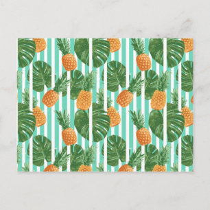 Vintage Tropical Pineapple Vector Seamless Pattern Postcard