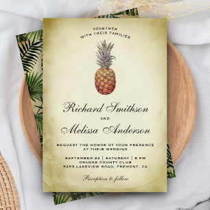 Vintage Tropical Pineapple Wedding Invitation