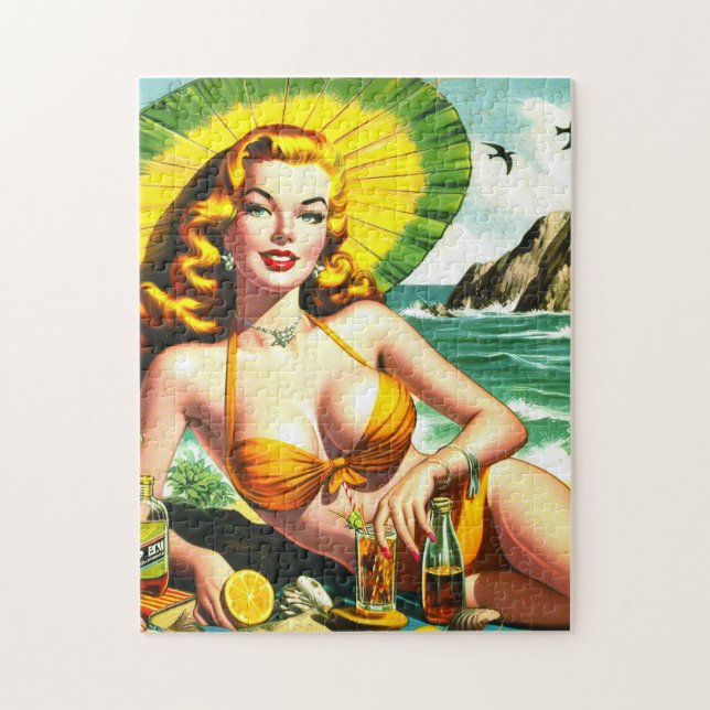 Vintage Tropical Pinup Jigsaw Puzzle (Vertical)