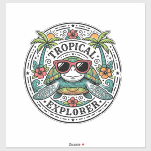 Vintage Tropical Sea Turtle Sunglasses Graphic Shi