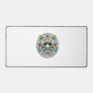 Vintage Tropical Sea Turtle Sunglasses Graphic Shi Desk Mat