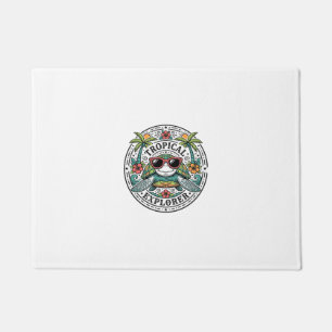 Vintage Tropical Sea Turtle Sunglasses Graphic Shi Doormat