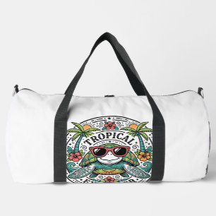 Vintage Tropical Sea Turtle Sunglasses Graphic Shi Duffle Bag