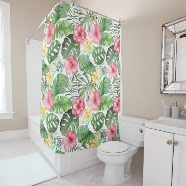 Vintage Tropical Shower Curtain (In Situ)