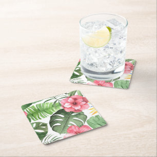 Vintage Tropical Square Paper Coaster
