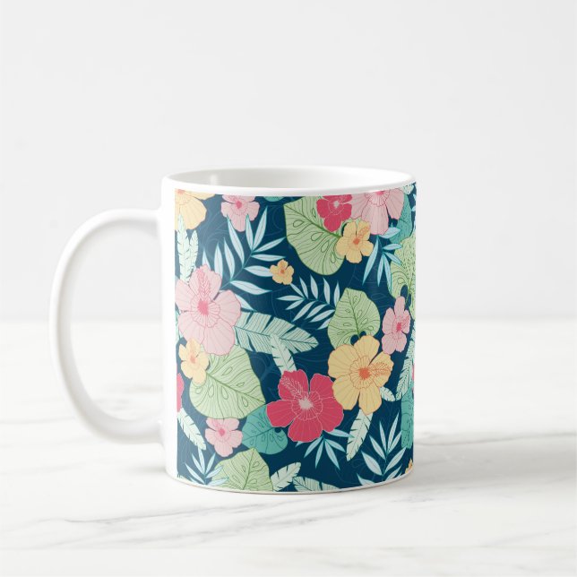 vintage tropical summer hawaiian seamless pattern  coffee mug (Left)