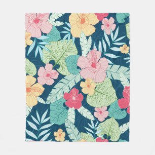 vintage tropical summer hawaiian seamless pattern  fleece blanket