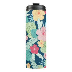 vintage tropical summer hawaiian seamless pattern thermal tumbler