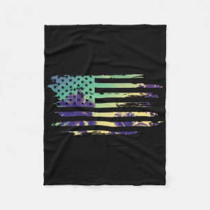 Vintage Tropical Summer-holiday And Usa Flag Beach Fleece Blanket