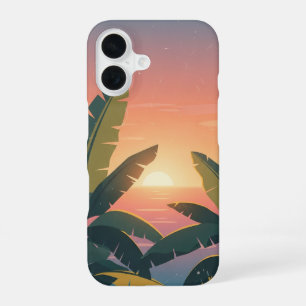 Vintage Tropical Sunset iPhone 16 Case