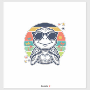 Vintage Tropical Turtle Sunglasses Beach Shirt_1