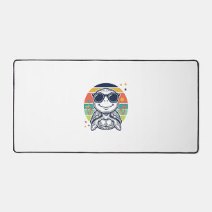 Vintage Tropical Turtle Sunglasses Beach Shirt_1 Desk Mat