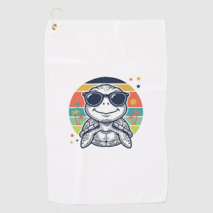 Vintage Tropical Turtle Sunglasses Beach Shirt_1 Golf Towel