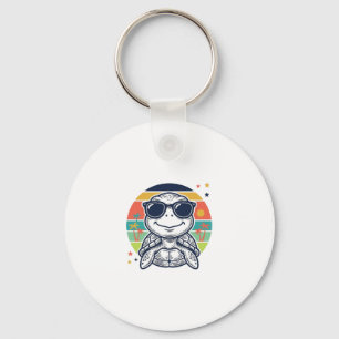 Vintage Tropical Turtle Sunglasses Beach Shirt_1 Key Ring