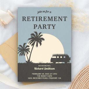 Vintage Tropical Van Retirement Party Invitation