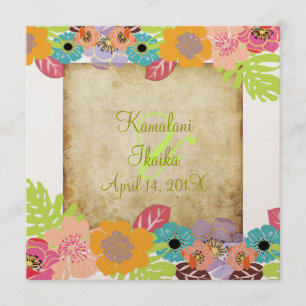 Vintage Tropical wedding Add your background Invitation
