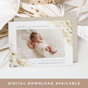 Vintage Tropics   Boho Floral Birth Announcement