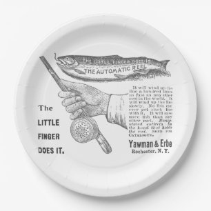 Vintage Trout Fishing Ad Circa 1890's    Paper Plate