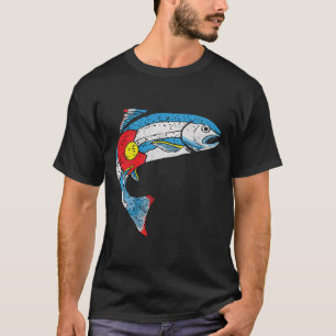 Vintage Trout Fishing Retro Colorado Flag 80's Gra T-Shirt