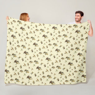 Vintage Trout Flies Fly Fishing Theme Pattern   Fleece Blanket