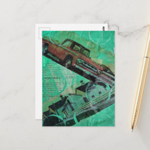 Vintage Truck and Barns Collage Postcard