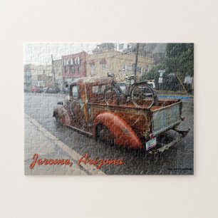 Vintage Truck and Bicycle in Jerome, Arizona Jigsaw Puzzle