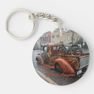 Vintage Truck and Bicycle in Jerome, Arizona Key Ring