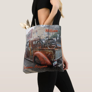 Vintage Truck and Bicycle in Jerome, Arizona Tote Bag