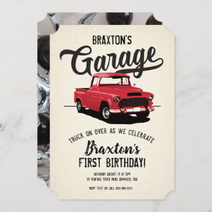 Vintage Truck Birthday Party Photo Invitation