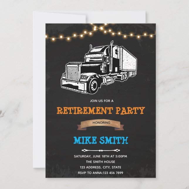 Vintage truck birthday retirement party invitation (Front)