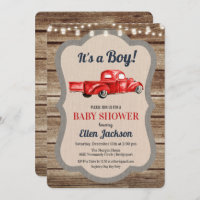 Vintage Truck Boy Baby Shower Invitation