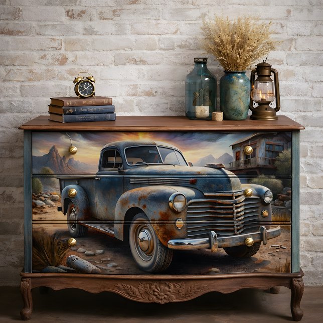 Vintage Truck Decoupage Tissue Paper (Desert Patina Decoupage Tissue Paper)