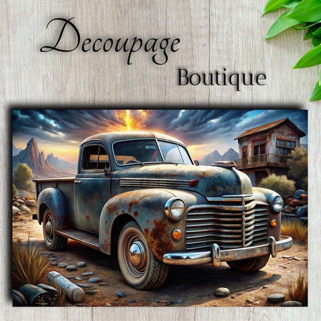 Vintage Truck Decoupage Tissue Paper (Desert Patina Decoupage Tissue Paper)