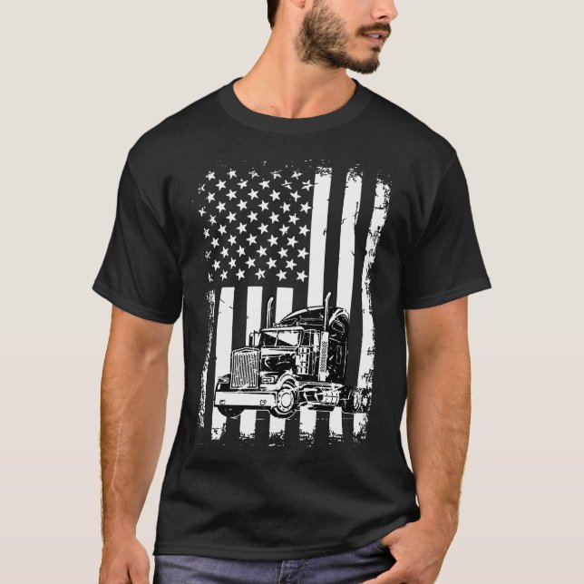 Vintage truck driver american flag T-Shirt (Front)