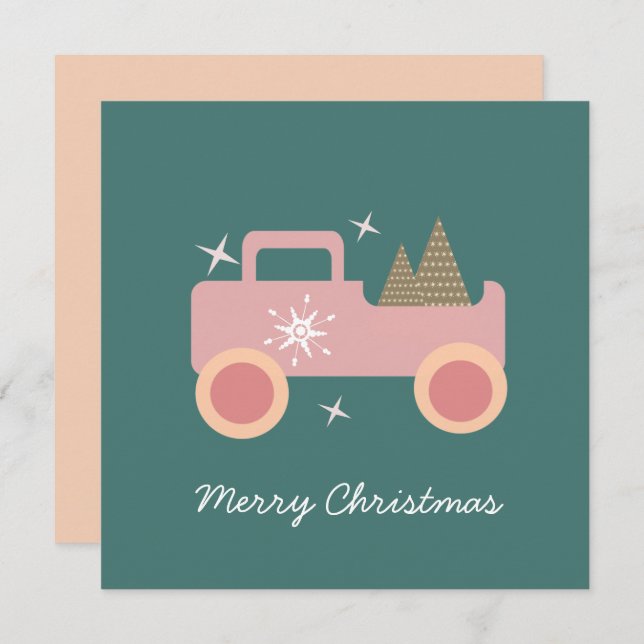 Vintage Truck Groovy Christmas Card (Front/Back)