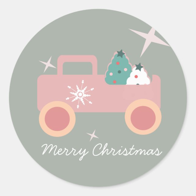 Vintage Truck Groovy Christmas Cookies  Classic Round Sticker (Front)