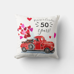 Vintage Truck Hearts Anniversary Add Names Cushion