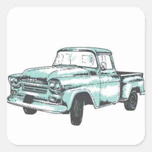 Vintage Truck Illustration Square Sticker